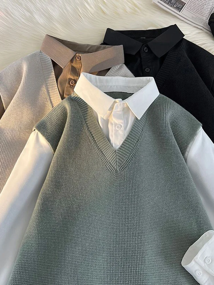 

Вязаная толстовка-худи мужская осенняя в молодежном университетском стиле, с эффектом высококачественной ткани, из полиэфирного волокна, с длинным рукавом, стандартный крой