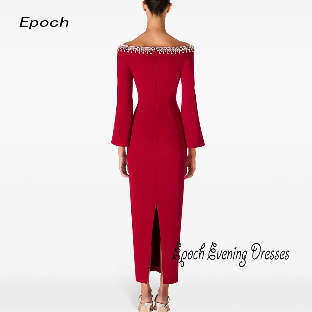 Epoch Luxury Crystal Evening Dress فساتين السهرة 2024 New Elegant Women Boat Neck Cocktail Party Prom Gown Customized 2025