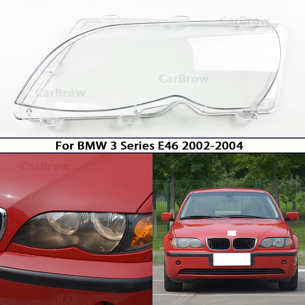 

Left and Right Headlamp Shell Transparent Lampshade Mask Lens 2pcs For BMW 3 Series E46 2002-2004 Front Headlight Cover