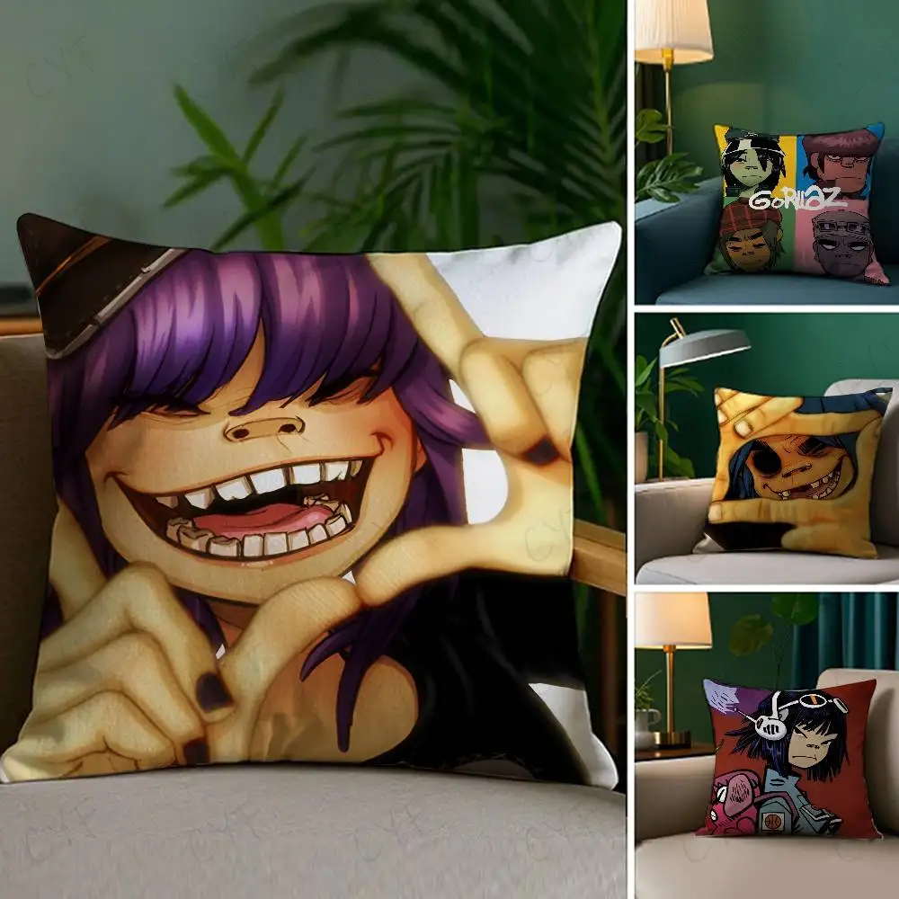 

G-GorillazMusic Brand Pillow Case Custom Printed Brushed Fleece Pillow, Baby Skin-Touch, Eco-Friendly Dye-Sublimation Cushion fo