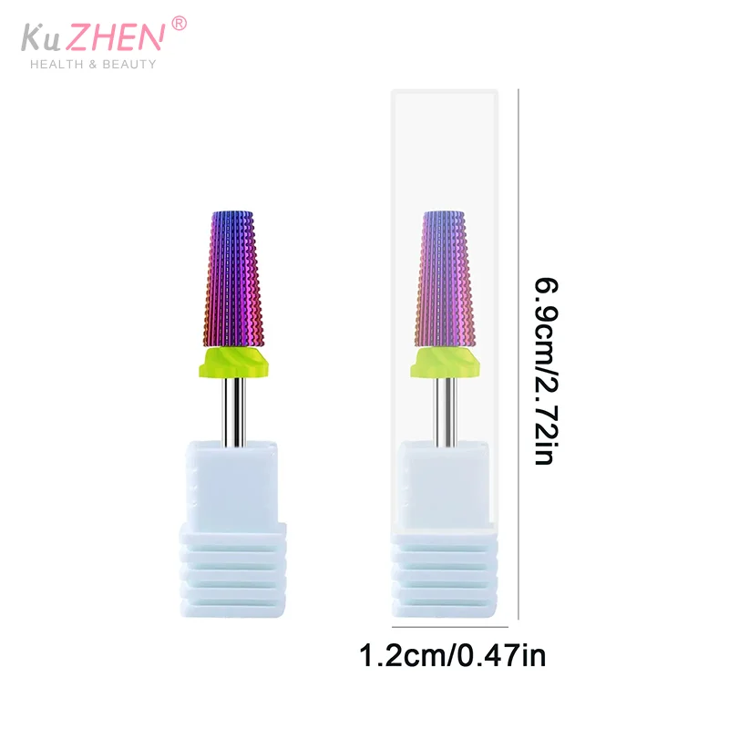 Forets professionnels violets en carbure de tungstène 1 * 5 en 1, fraises pour enlever le Gel et l'acrylique, outils de manucure, accessoires