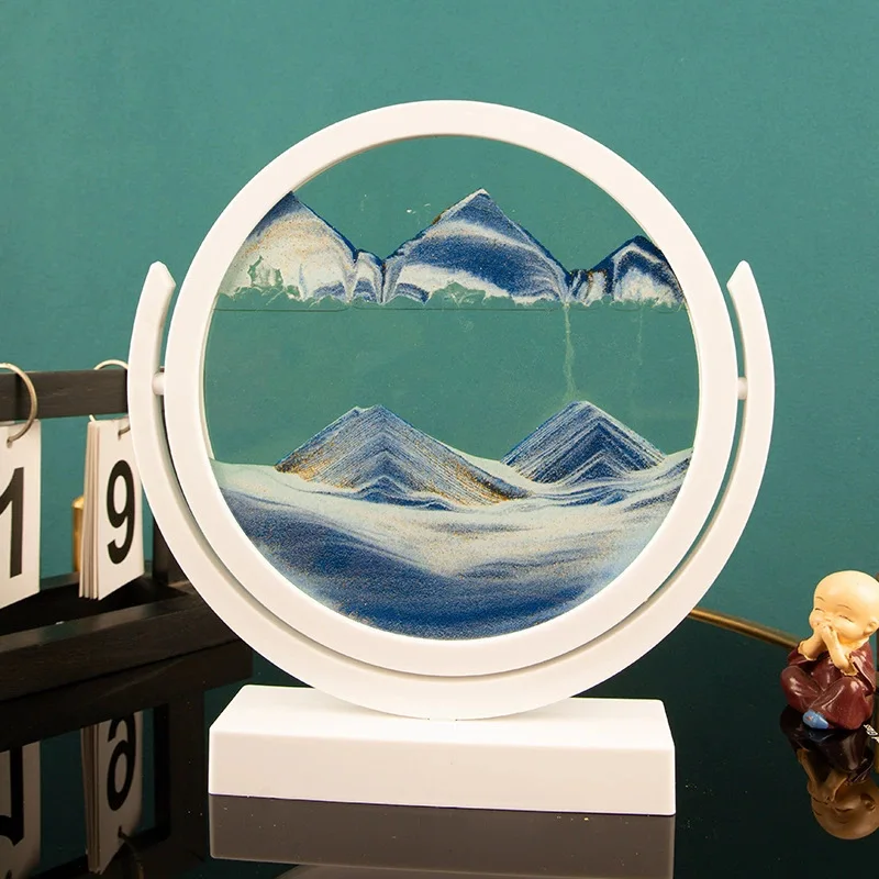 3D Hourglass Dynamic Glass Hourglass Sand Decoration for Office Large Seat Quicksand Painting Home Art Ornaments Birthday Gift
