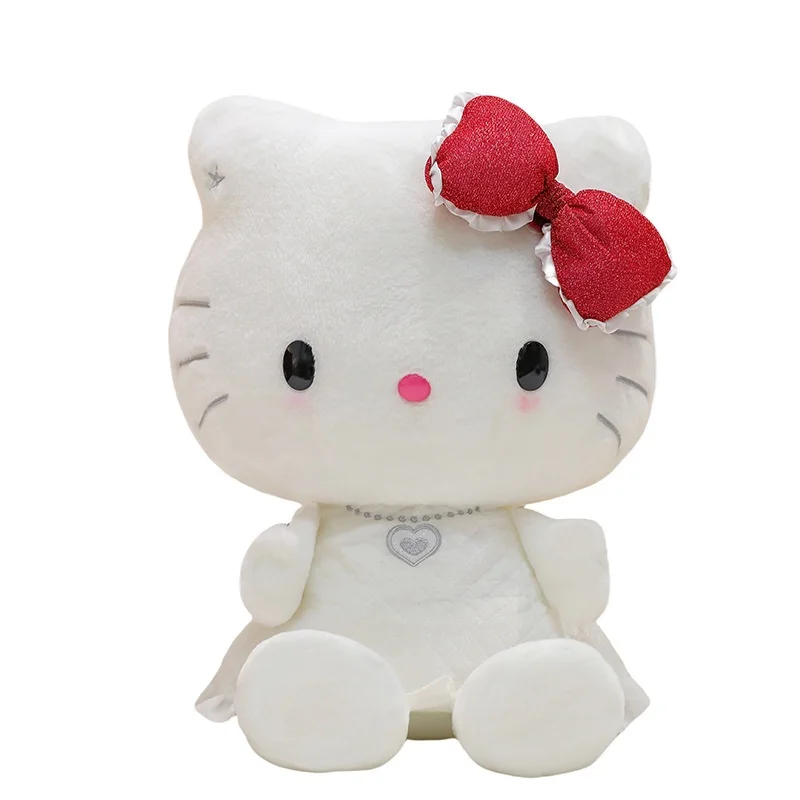 Sanrio Cartoon Anime Karakter Dark Angel Kitty Pop Kinder Pluche Pop Boog Kussen Schattig Meisje Nieuwjaar Kerstcadeau