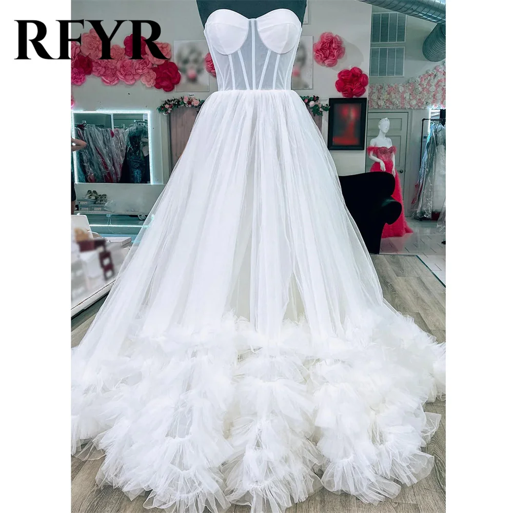 RFYR Sweetheart Evening Dresses Off The Shoulder A-line Prom Dress Tulle فساتين السهرة Sexy Backless Edge Curl Party Dress