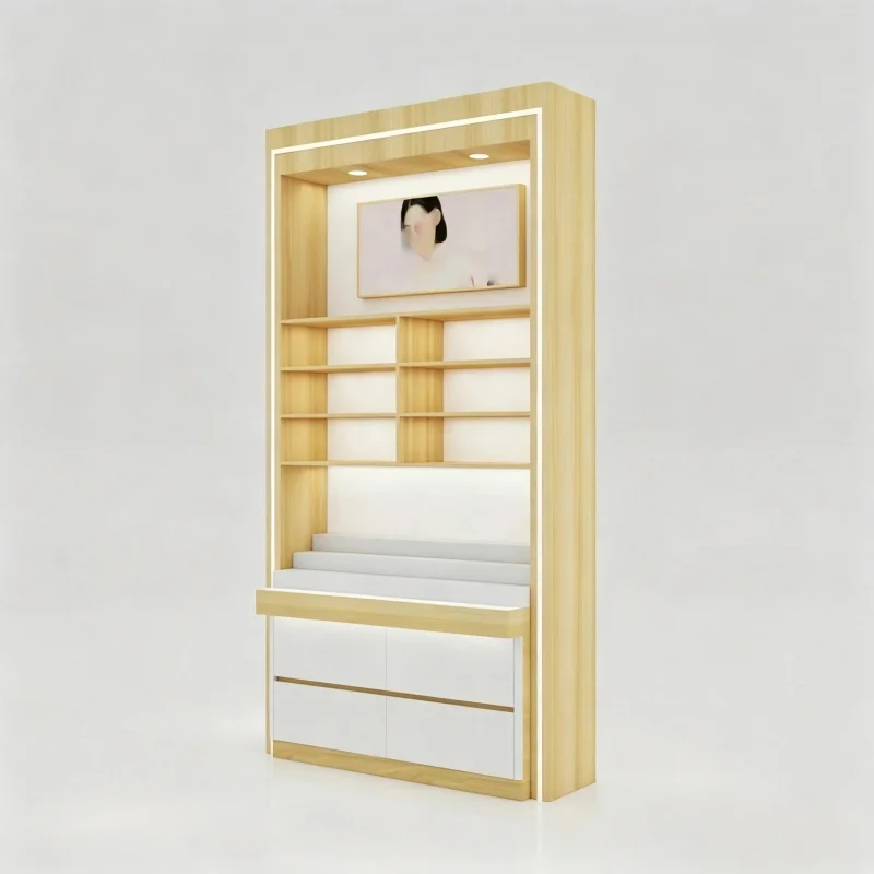 custom.Belt LED Lighting inventory optical display cabinet，Eco-friendly wooden eyeglass display cabinet，Suitable retail stor