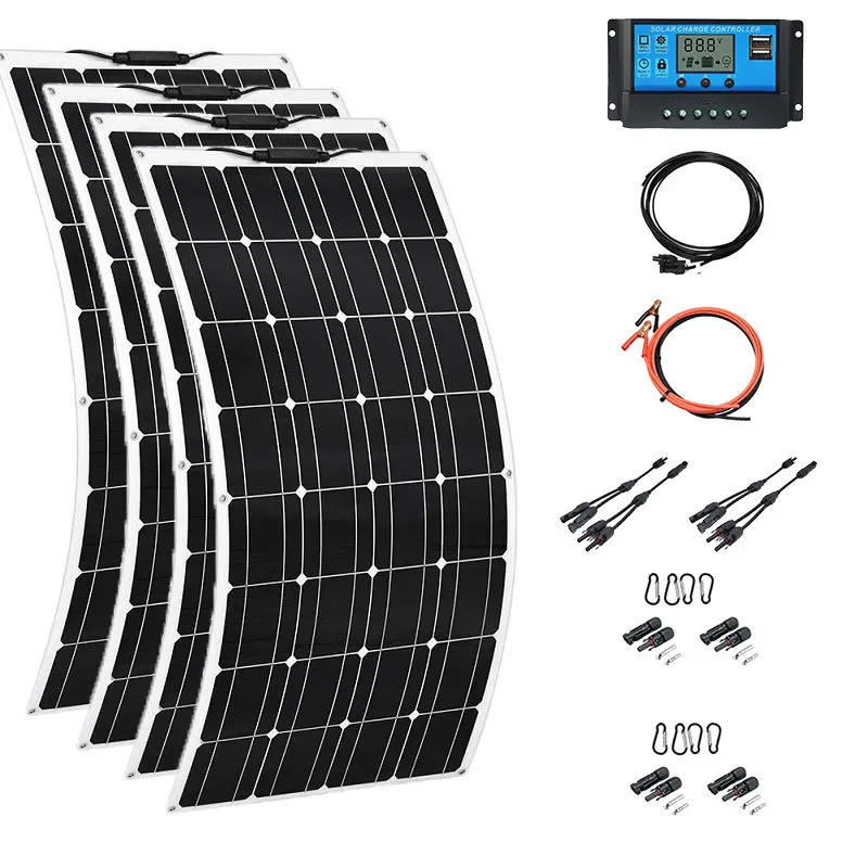 High Efficiency Solar Panel Kit 100W 200W 300W 400W 16V Flexible Monocrystalline Photovoltaic Panels Solar Power Generation