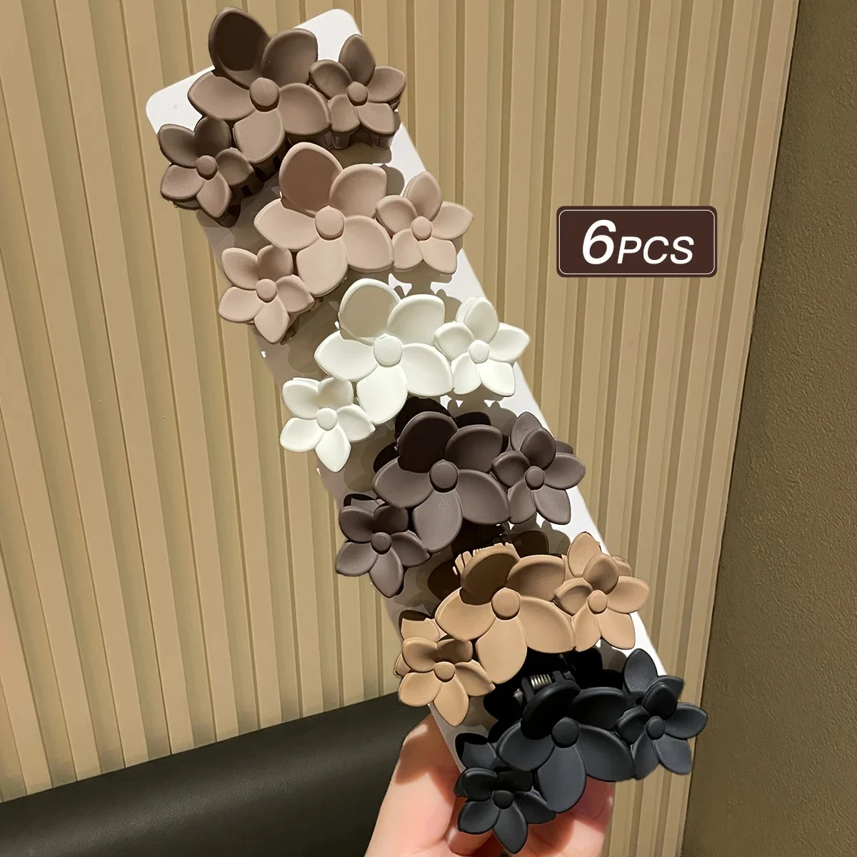 6-teilige Haarnadel für Damen, mehrere Farben, stilvoll, minimalistisch, mittelgroße Blumen-Haifisch-Clips, geeignet für den täglichen Gebrauch, Geschenk, Haar-Accessoires – Detail 6