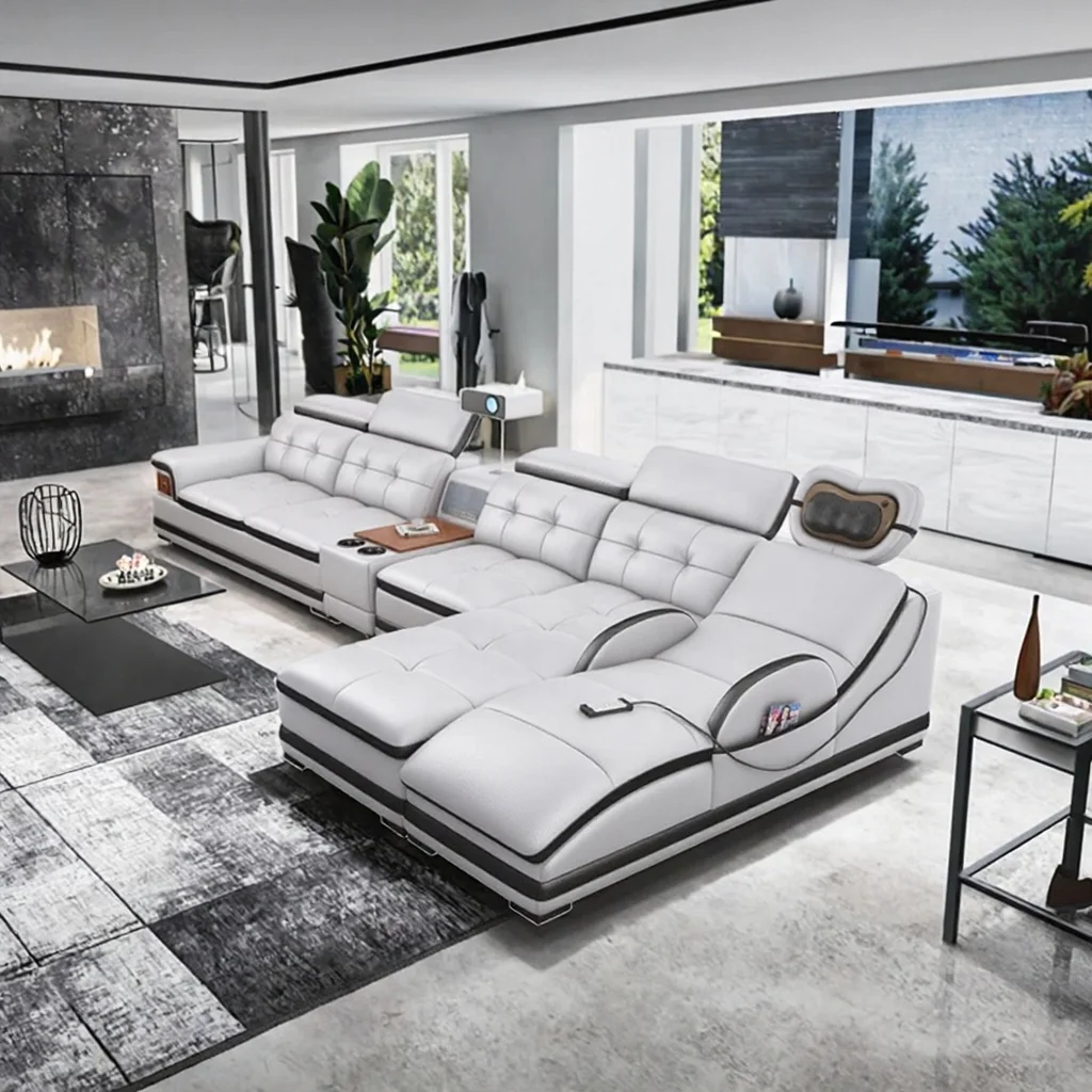 @# Luxury Modern L-Shape Sectional Sofa Set with High-Density Sponge,Suitable for Living Room Hotel & Apartment Luxury Sofa Set