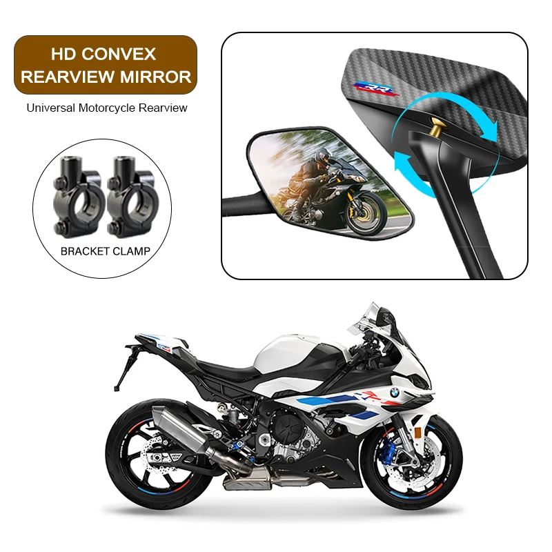 

Carbon Fiber Rearview Mirror For BMW S1000R S 1000 R S1000RR S1000XR Sport RR Upgrade Adjustable Motorcycle Convex Mirrors 8mm