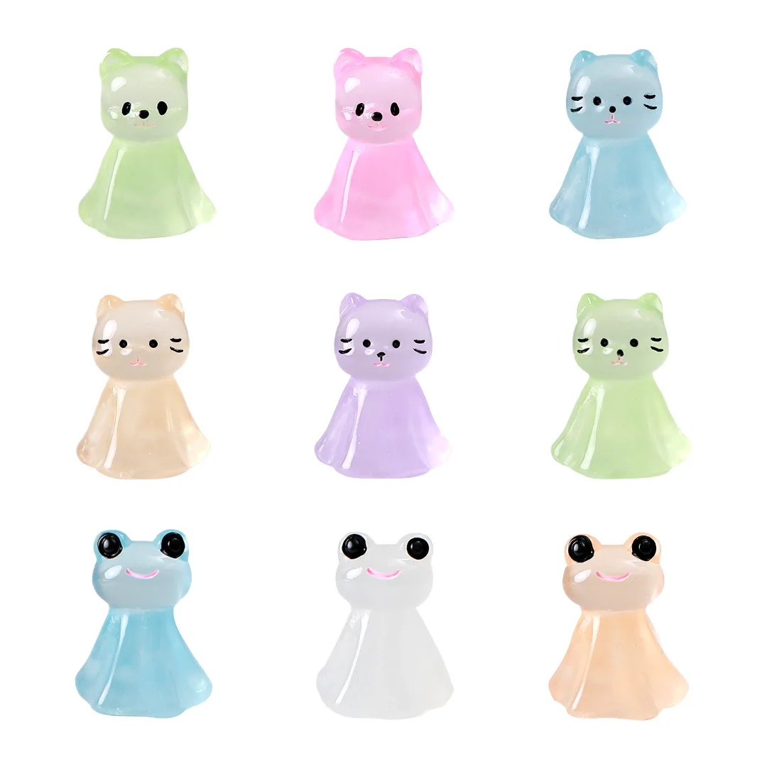 3pcs Resin Creative Cute Luminous Frog Sunny Doll Decoration Accessories For Car Desktop Small Ornaments Decoration