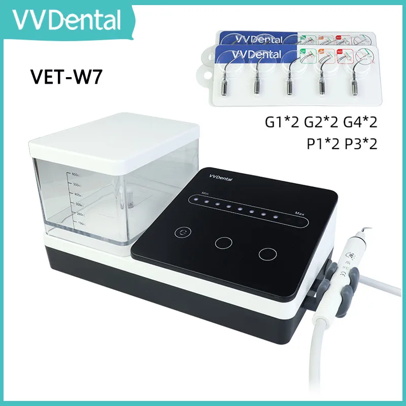 

VVDental Portable Ultrasonic Dental Scaler VET-W7 Smart Touch System with 600ml Automatic Water Supply 10pcs Tips Tooth Cleaner