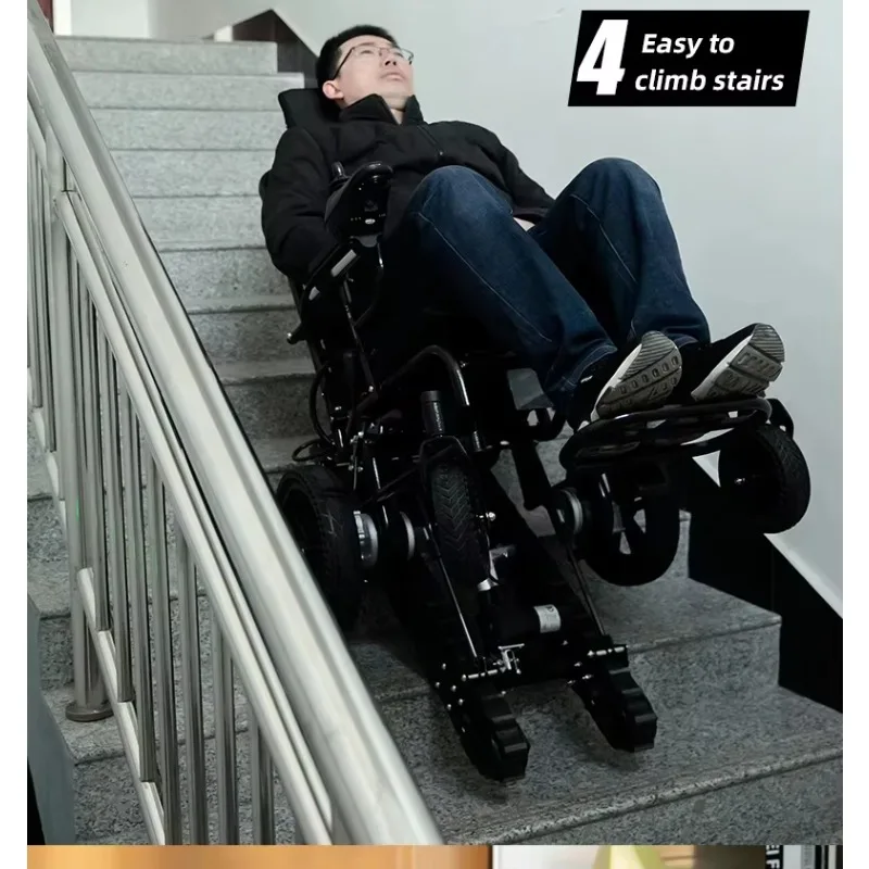 Factory Supply Cheap Electric Climbing Stairs Wheelchair with Manual Flat Walking for Handicapped BZ-BGA1S