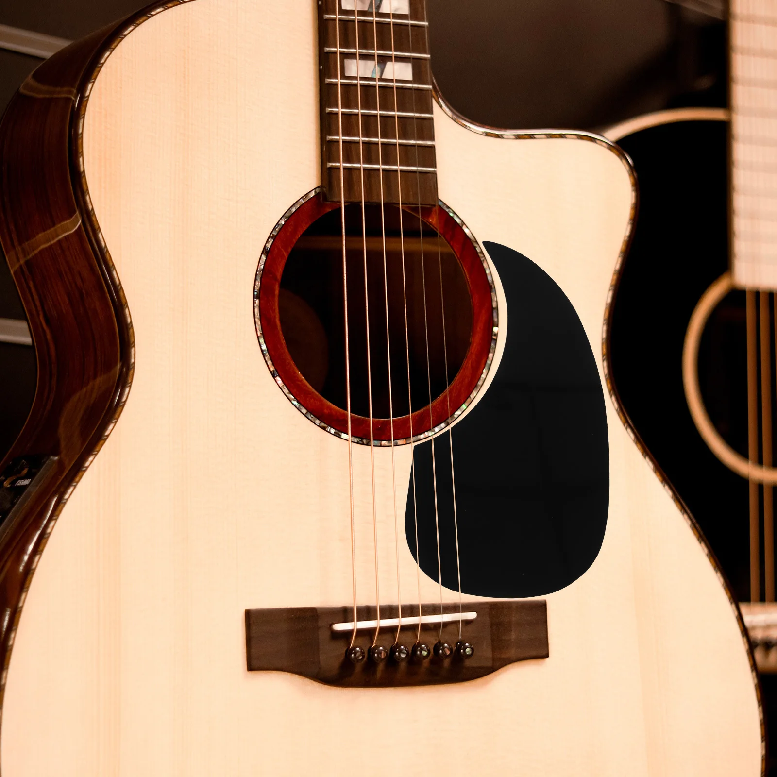 

Guitar Pickguard Black 6.89 X 3.4 Inch Celluloid Waterdrop Style Self Adhesive Scratch Protection For Acoustic Guitar