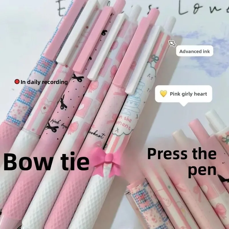 6 قطع من أقلام الجل الوردية سريعة الجفاف بعقدة 0.5 مم ذات نقطة دقيقة وكتابة سلسة للوازم المكتبية والمدرسية
