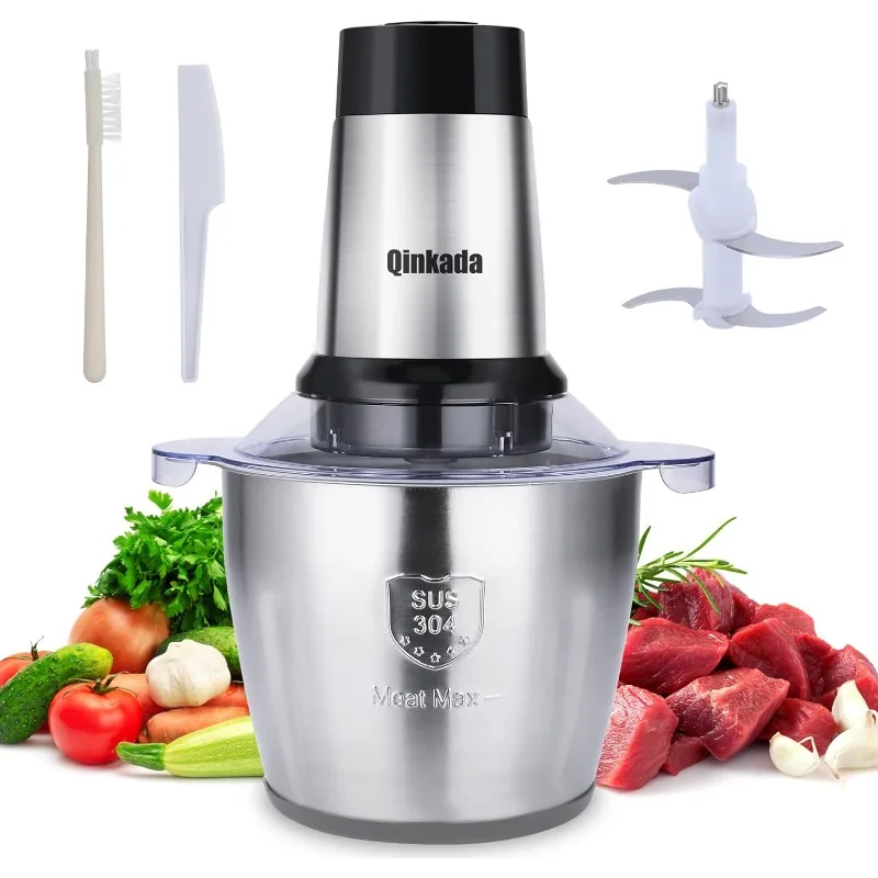 

Electric Meat Grinder, Qinkada 500W Food Processor 3.5L Chopping Meat, 14Cup Large Stainless Steel Electric Food Chopper