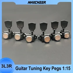 SAPHUE 3+3 Vintage Style Locking Guitar Machine Heads – 1:15 Tuning Key Pegs for Electric, Acoustic or Folk Guitars