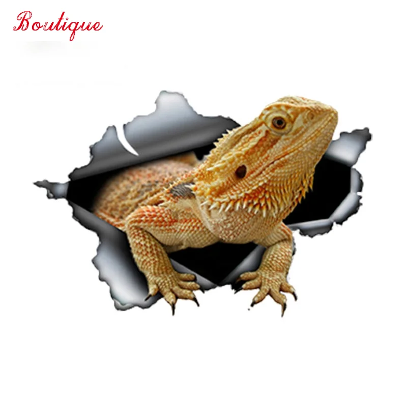 

13cm x 8.7cm bearded dragon car sticker tear metal sticker, reflective cover scratch waterproof animal car styling pet sticker
