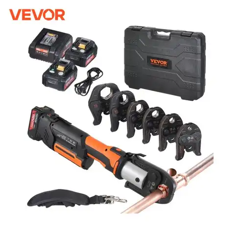 VEVOR Herramienta de prensa Herramienta de prensado de tubos eléctricos de 18 V para 1/2 "3/4" 1 "1-1/4" 1-1/2 "2" Herramienta de prensa de tubos de cobre con motor sin escobillas