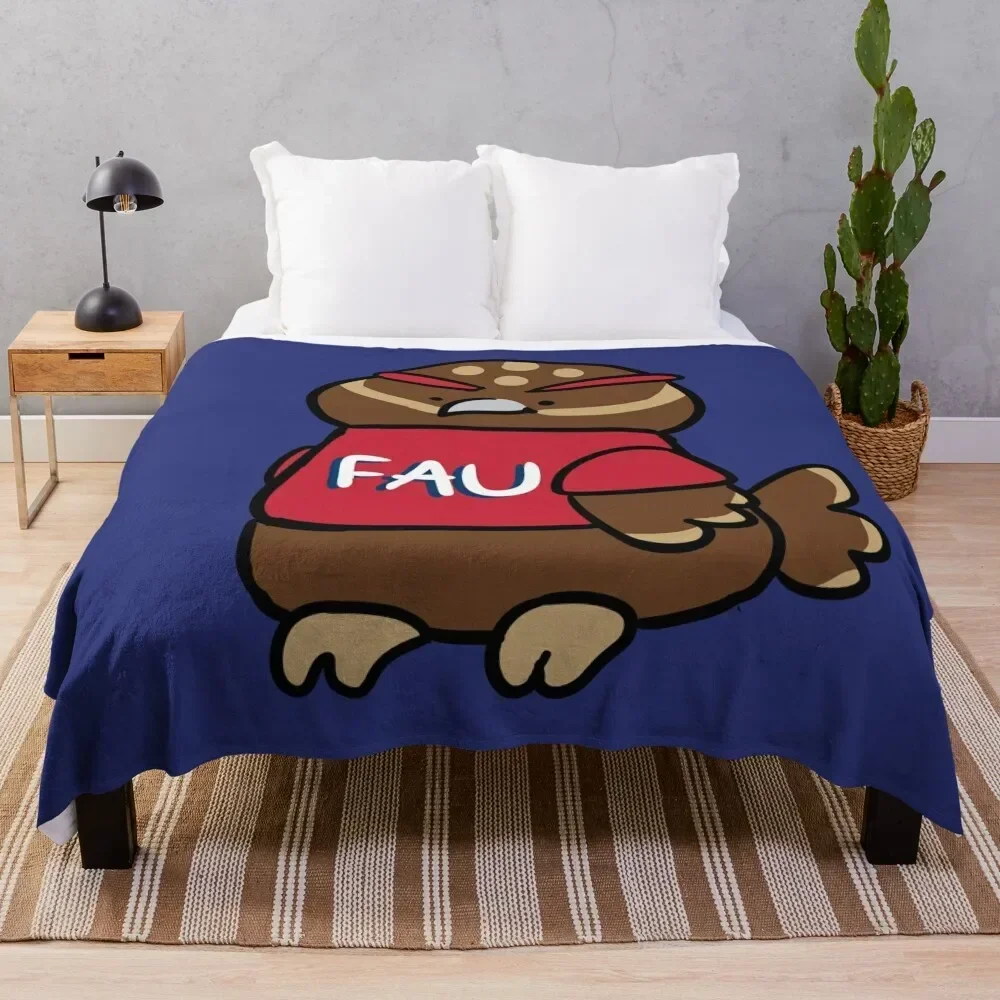 

Owlsley the Owl - Florida Atlantic University Throw Blanket Sofa Quilt Comforter Plaid on the sofa Blankets