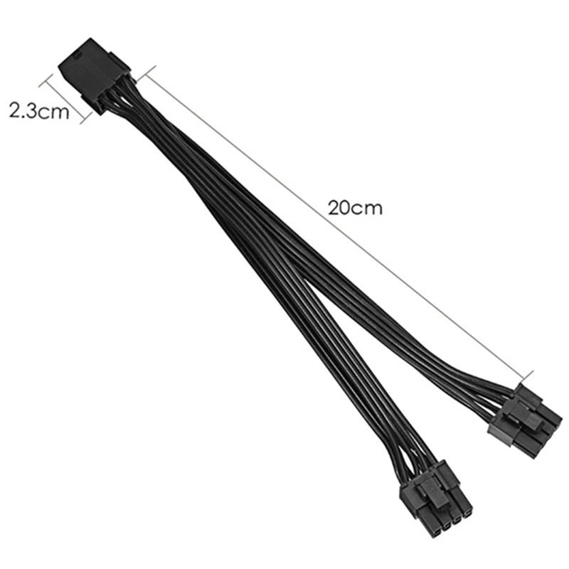 6 Pcs 8P Female To Dual 6+2Pin Male Graphics Card One In Two Power Cord 20Cm Power Cord Adapter Cable