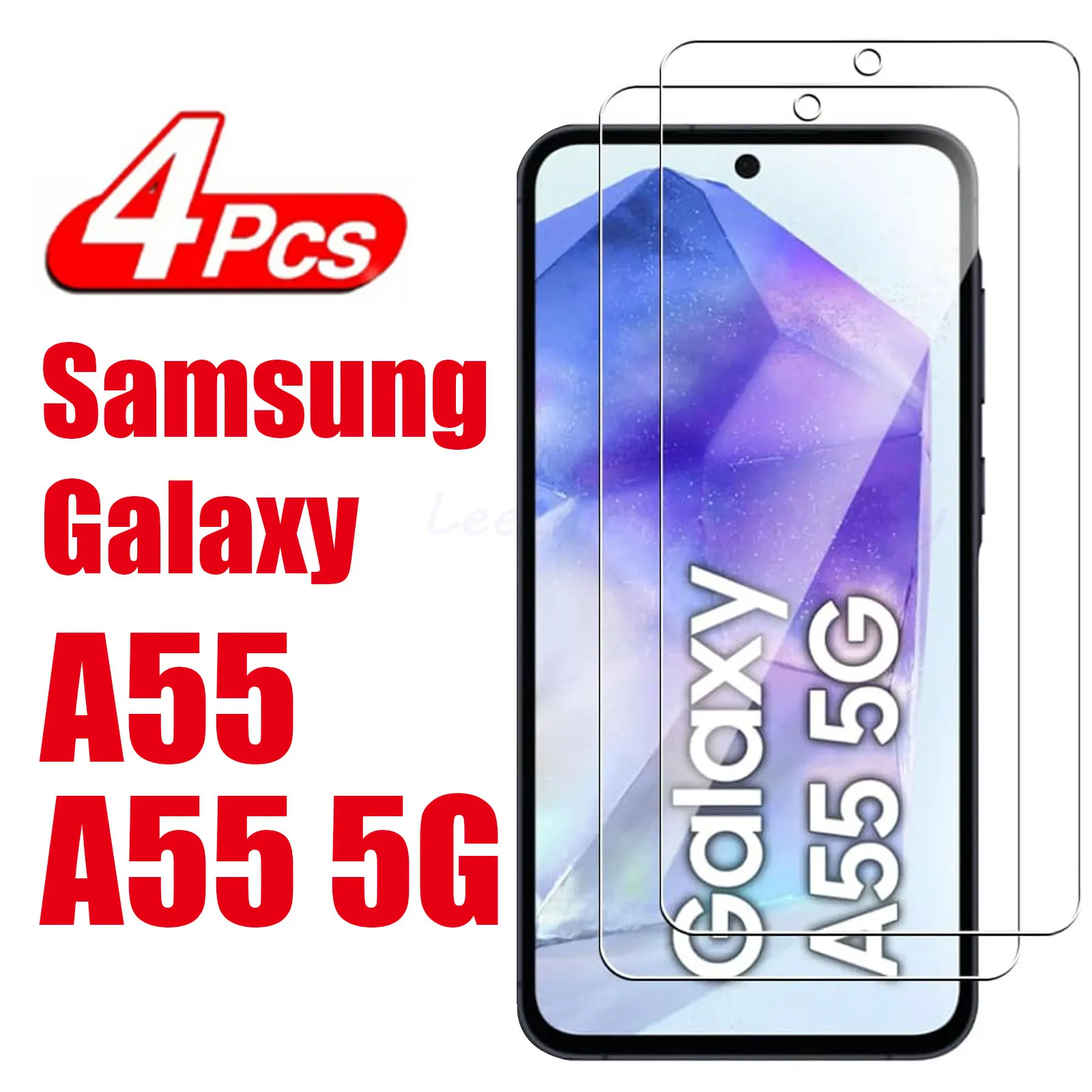 2/4 piezas de vidrio templado 10D para Samsung Galaxy A55 A55 5G película protectora de pantalla de vidrio