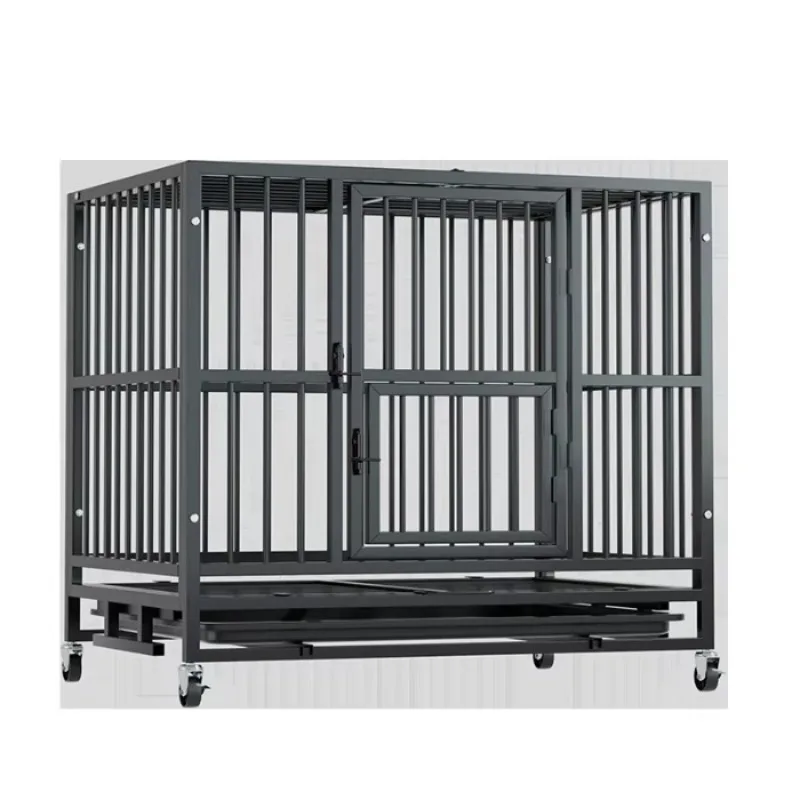 `2026 Heavy Duty Metal Dog Cage Easy Assembly Mobile Pet Crate with Wheels Removable Tray for Medium Large Dogs Indoor Safe`
