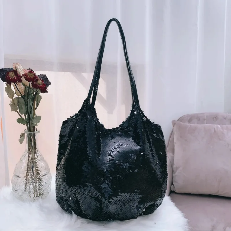 Sequin Handbags Handbags One-shoulder Diagonal Handbags Simple Cloth Bags Large Capacity Women\'s Bags