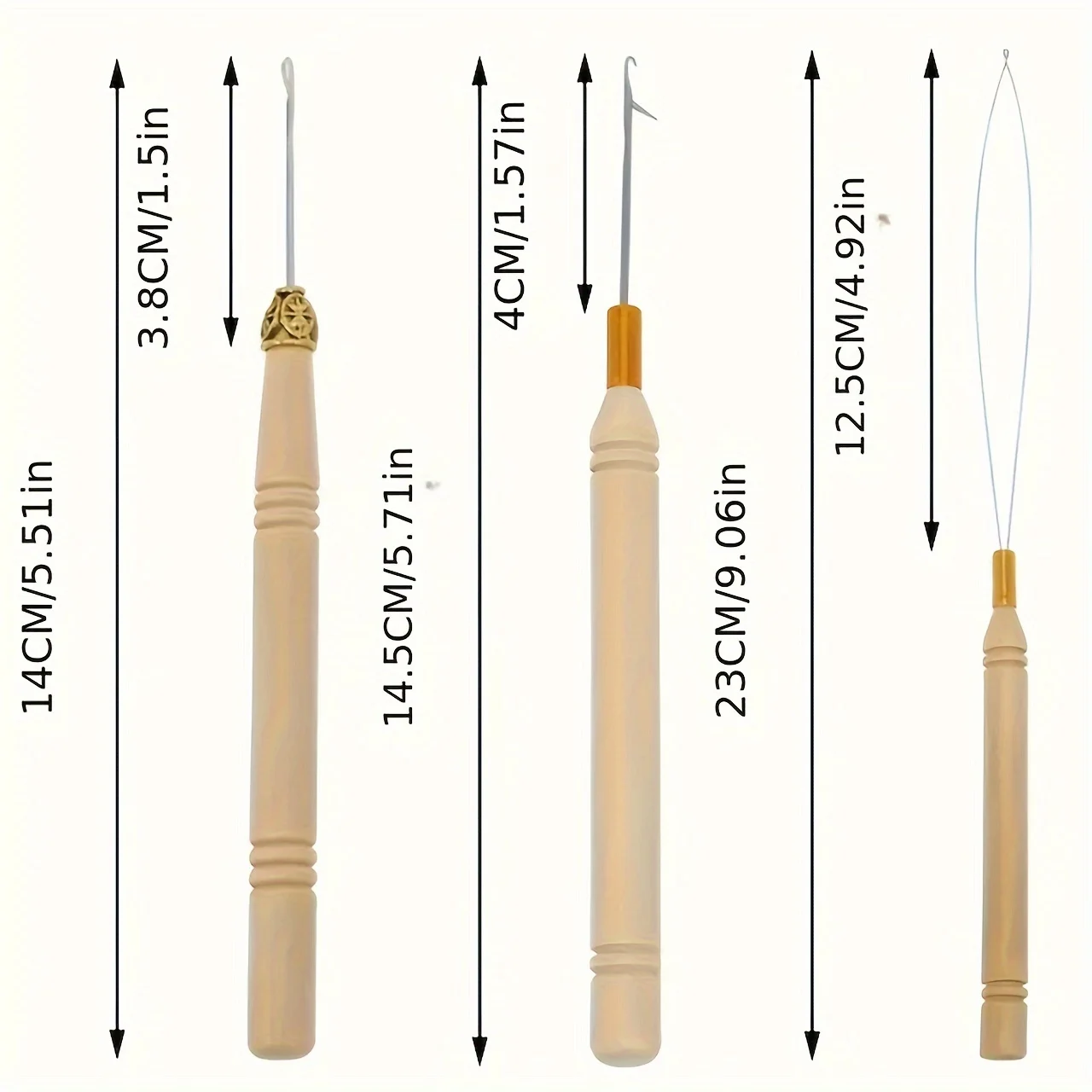 1/3/6/12 Pcs Wooden Hair Locking Tool Set Hair Braiding Needle Crochet Hook & Hair Loop Pulling Needle For Dreadlocks Wig Making