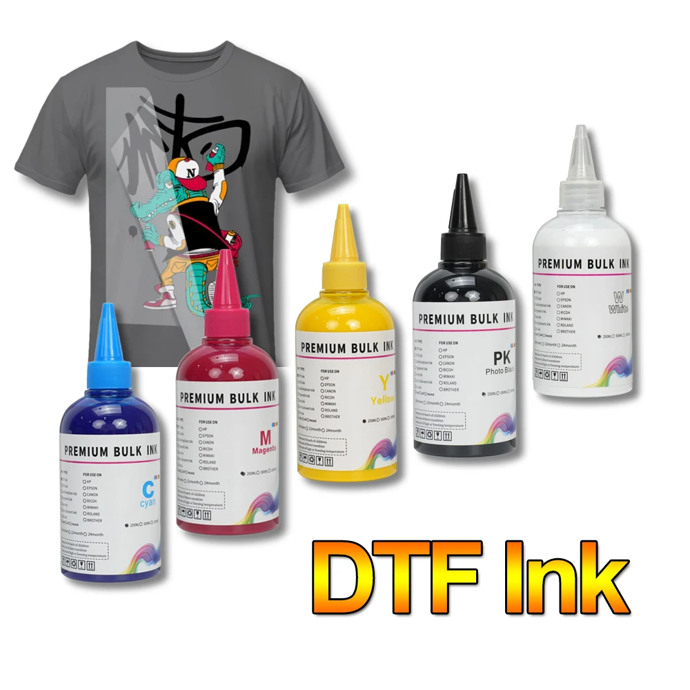 حبر DTF 250 مللي لإعادة تعبئة حبر فيلم نقل الحرارة المباشر لرأس الطباعة Epson i3200 XP600 TX800 L1800 1390 L805 جميع حبر DTF
