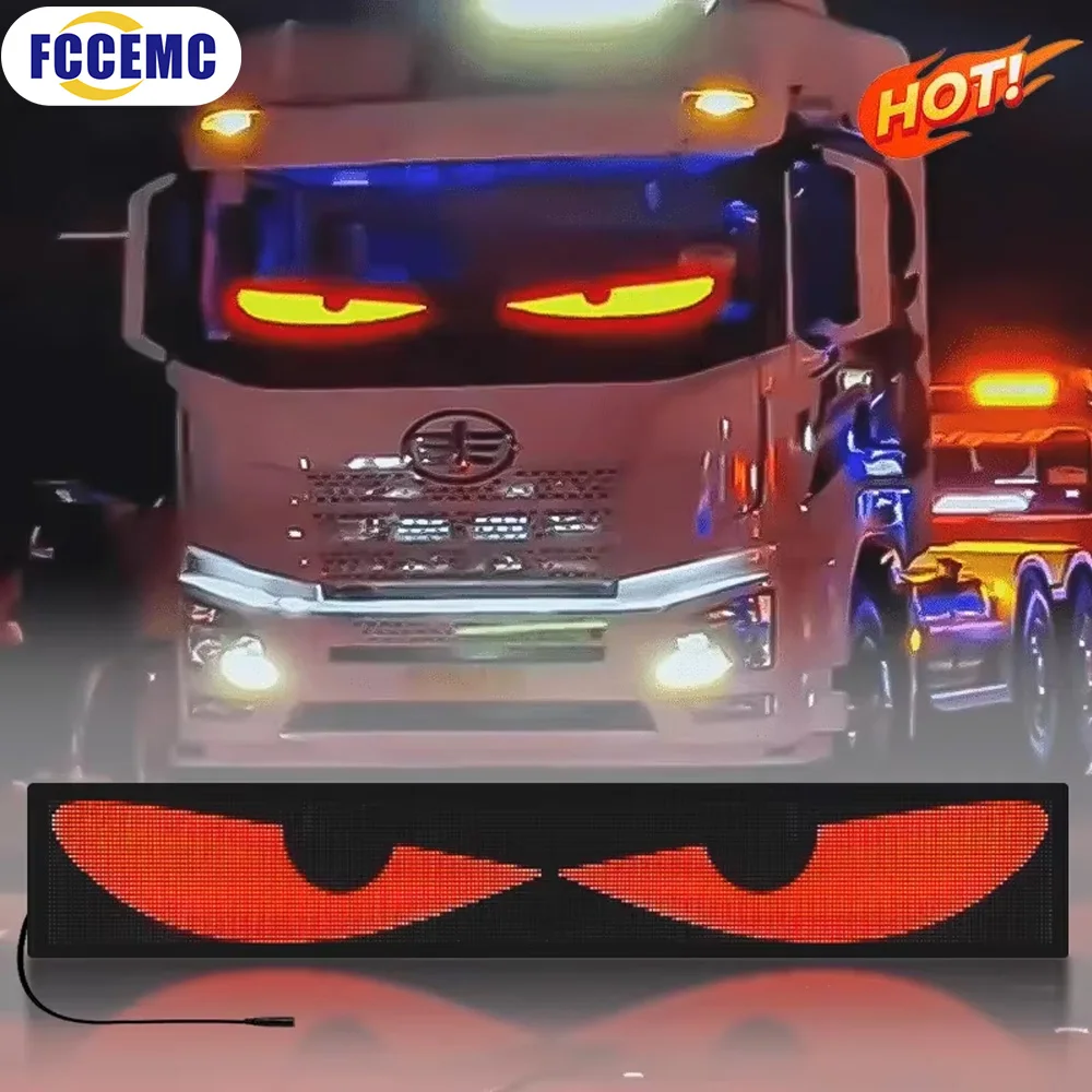 Truck Car Devil Eye LED Pixel Panel Light Remote Control Soft Foldable Lighting Scrolling For Board Windshield 12V 24V