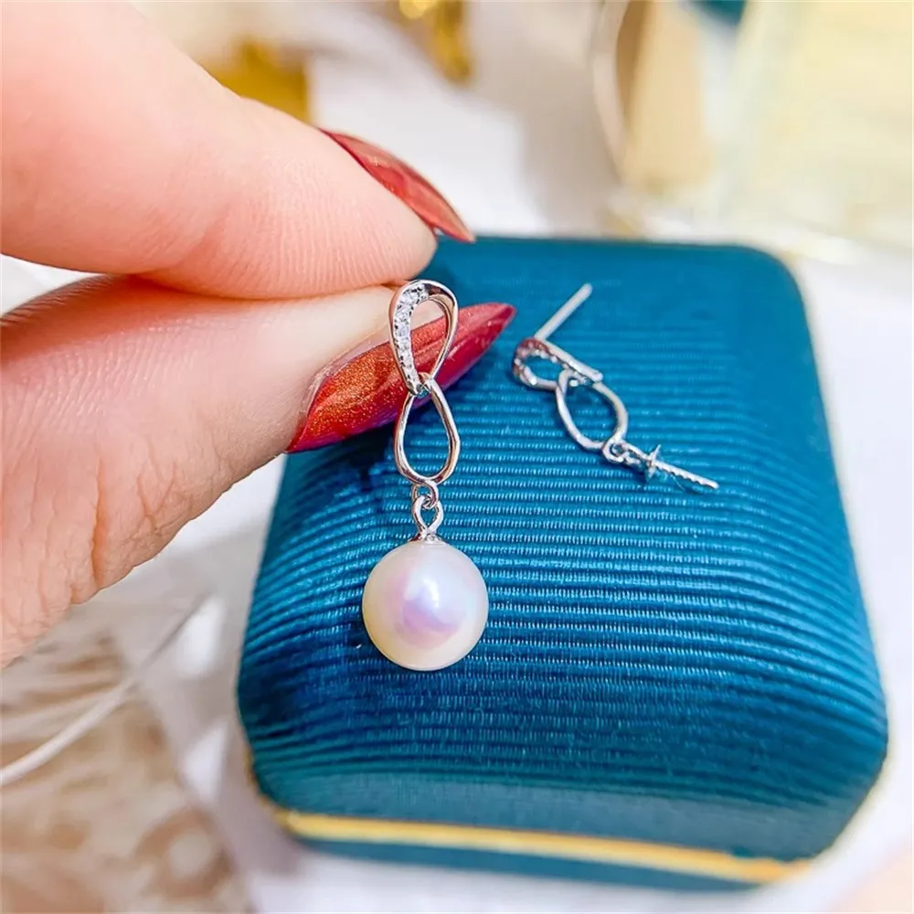 

DIY Pearl Accessories S925 Sterling Silver Earrings Empty K Gold Silver Earrings Fit 8-12mm Oval Beads E156