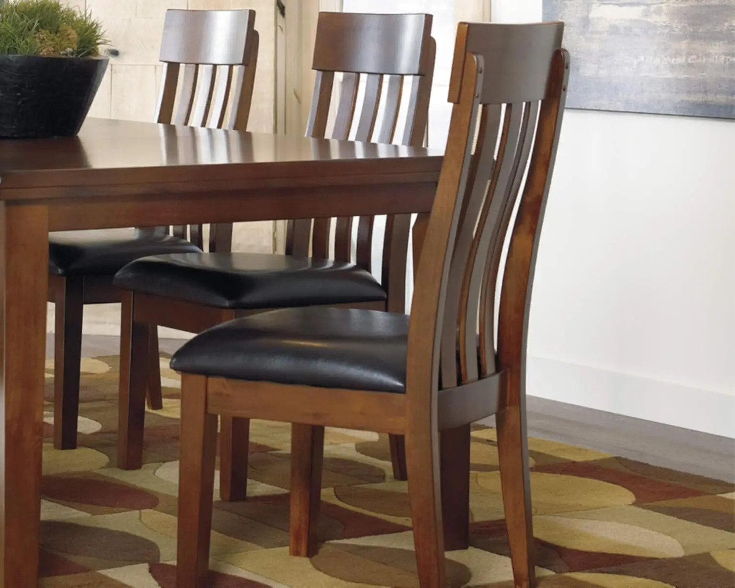 Ashley Ralene Rake Back 19" Dining Room Chair 2 Count, Medium Brown