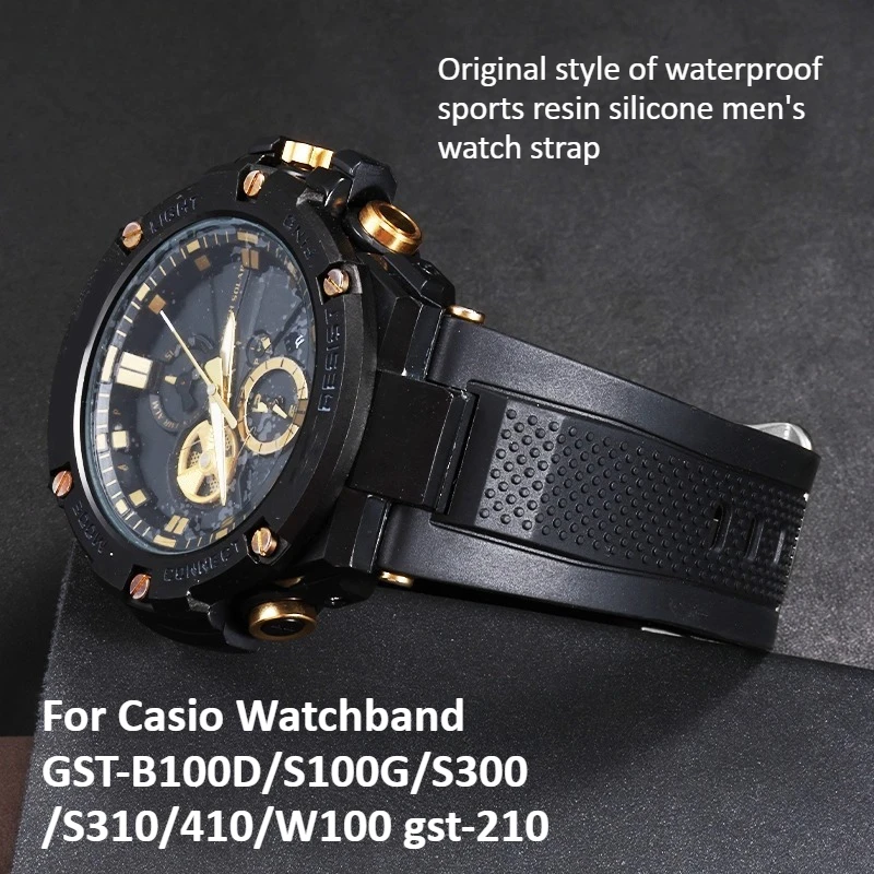 Оригинальный ремешок для часов Casio GST-B100D/S100G/S300/S310/410/W100 gst-210, водонепроницаемый спортивный силиконовый ремешок для часов из смолы для мужчин