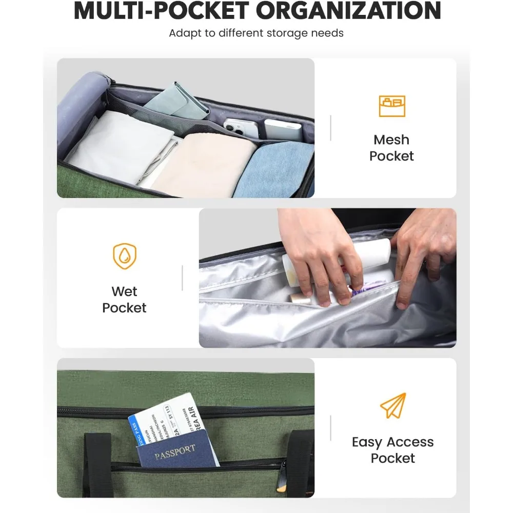 حقيبة كبيرة مقاومة للماء مع عجلات وحجرة أحذية للسفر للرجال