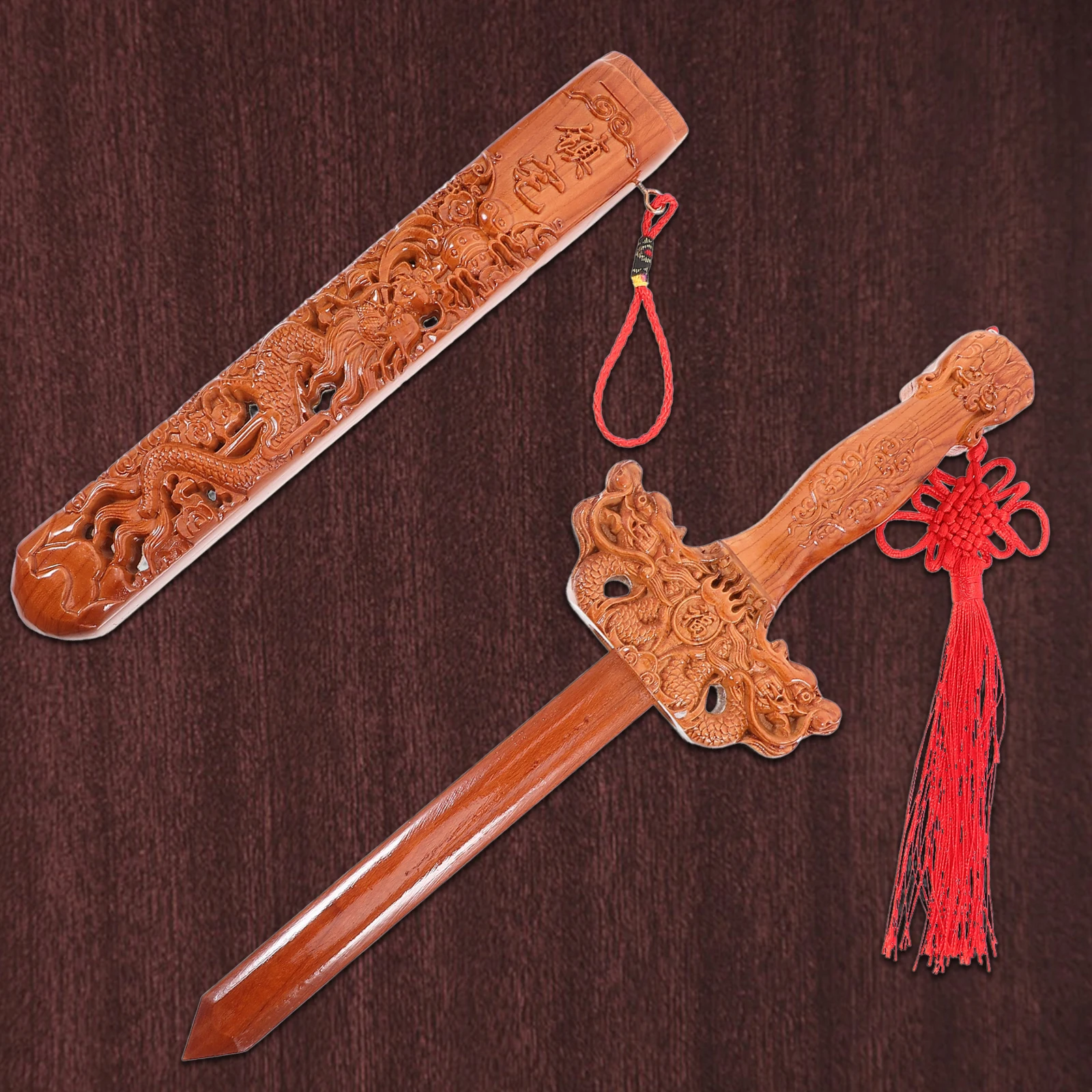 

Prosperous Chinese Style Wooden Sword Wall Decoration Exorcism Craft Durable Home Auspicious Ornament Evil Spirits Exorcism