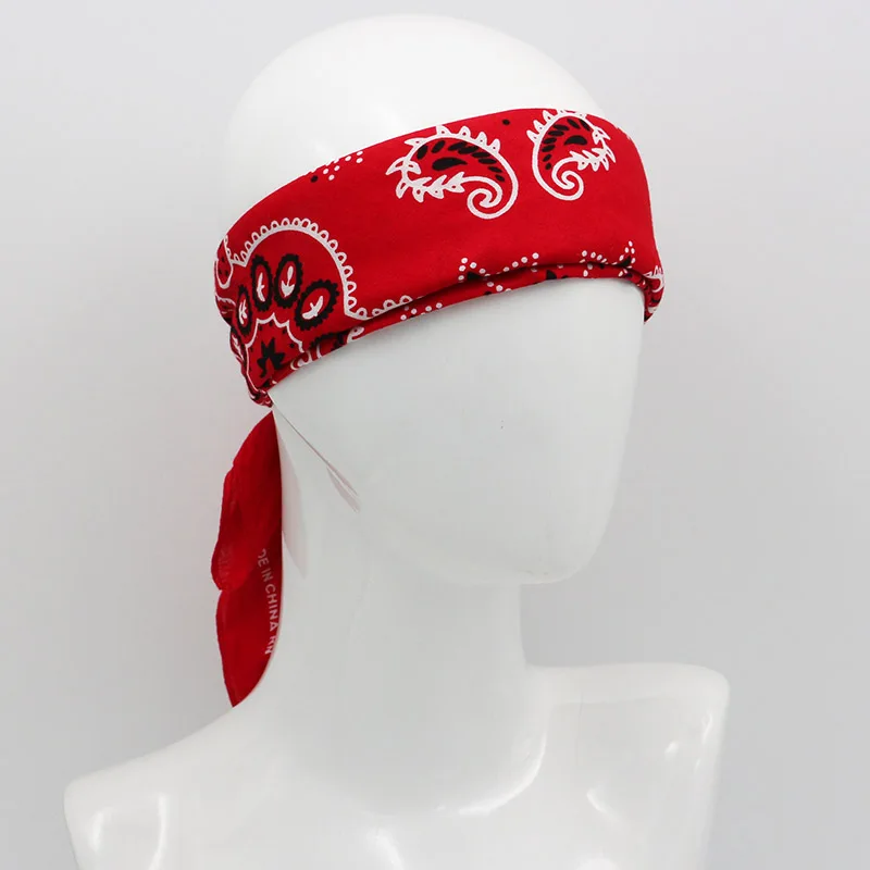 68CM Retro Blue Red Paisley Large Square Bandana Cotton Hip Hop Headband Scarf