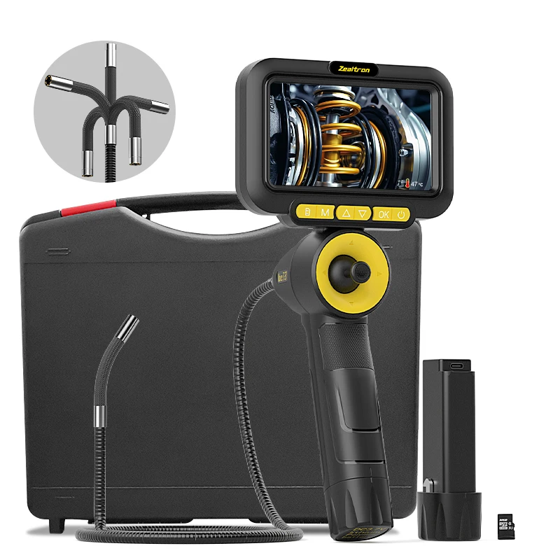 

Four-Way Articulating Industrial Endoscope Camera 1080P HD 5-inch IPS Screen Monitor Detachable Design 360° Steering 4000mAh 6mm