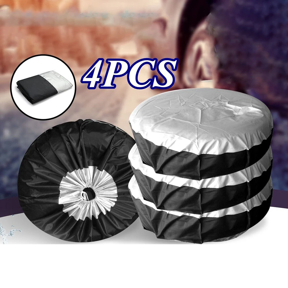 

4 Pcs Car Tire Cover Oxford Cloth Tire Dustproof Protective Film Car Tire Accessories 63*37cm For 13-19" Tire Wheels Tires Parts