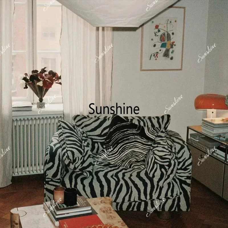 YNordic simple fabric sofa, zebra pattern antique B & B hotel living room