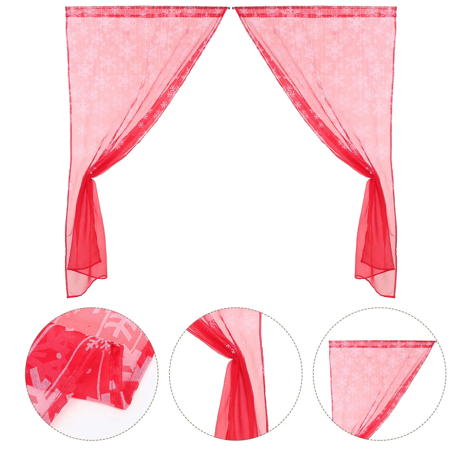 

Red Snowflake Christmas Sheer Curtains Holiday Window Valance Winter Festive Decorations For Kitchen Living Room Party