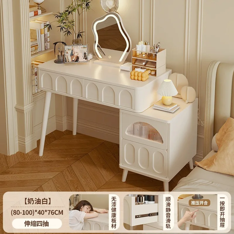 خزانة على الطراز الفرنسي الكريمي لغرفة النوم الرئيسية الحديثة الفاخرة والبسيطة 2025 خزانة تخزين المكياج المنزلية الصغيرة الجديدة #6