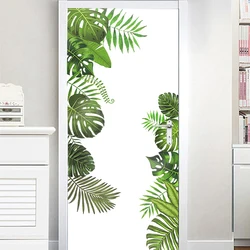 Tropical Leaves Flowers Wall Stickers Removable Green Palm Leaf Window Stickers For Home Wall Decals Mural Refrigerator Stickers