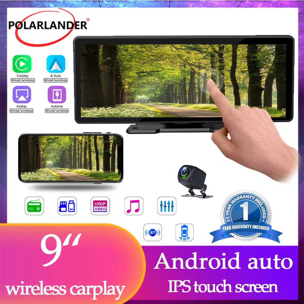 

9 Inch Car Stereo Audio Wireless Carplay Android Auto IPS Touch Screen Bluetooth Portable Car MP5 Stereo Car Multimedia Player