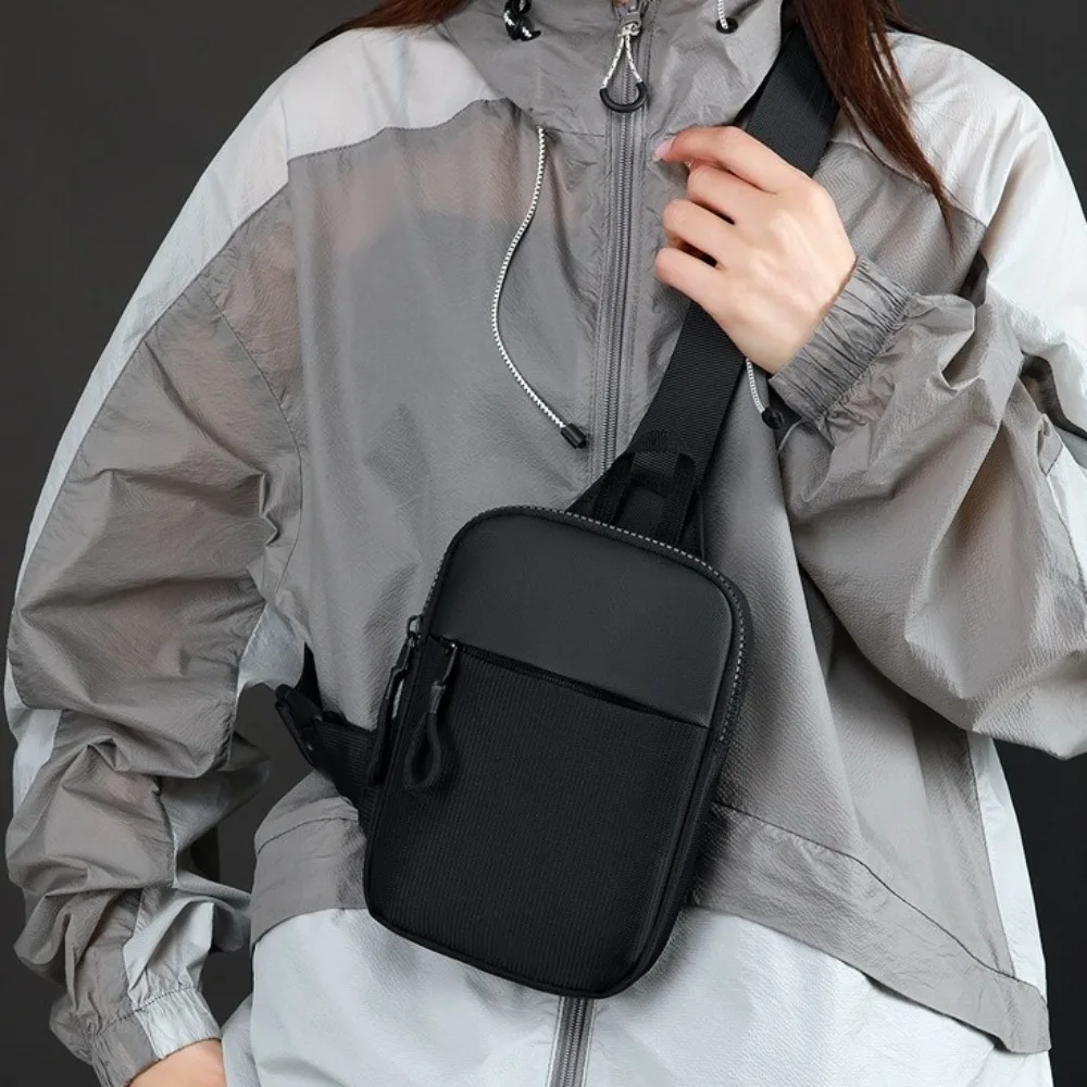 

Portable Zipper Men Chest Bag Nylon Multipocket Men Shoulder Bag Phone Bag Handbag Sports Chest Bag Outdoor