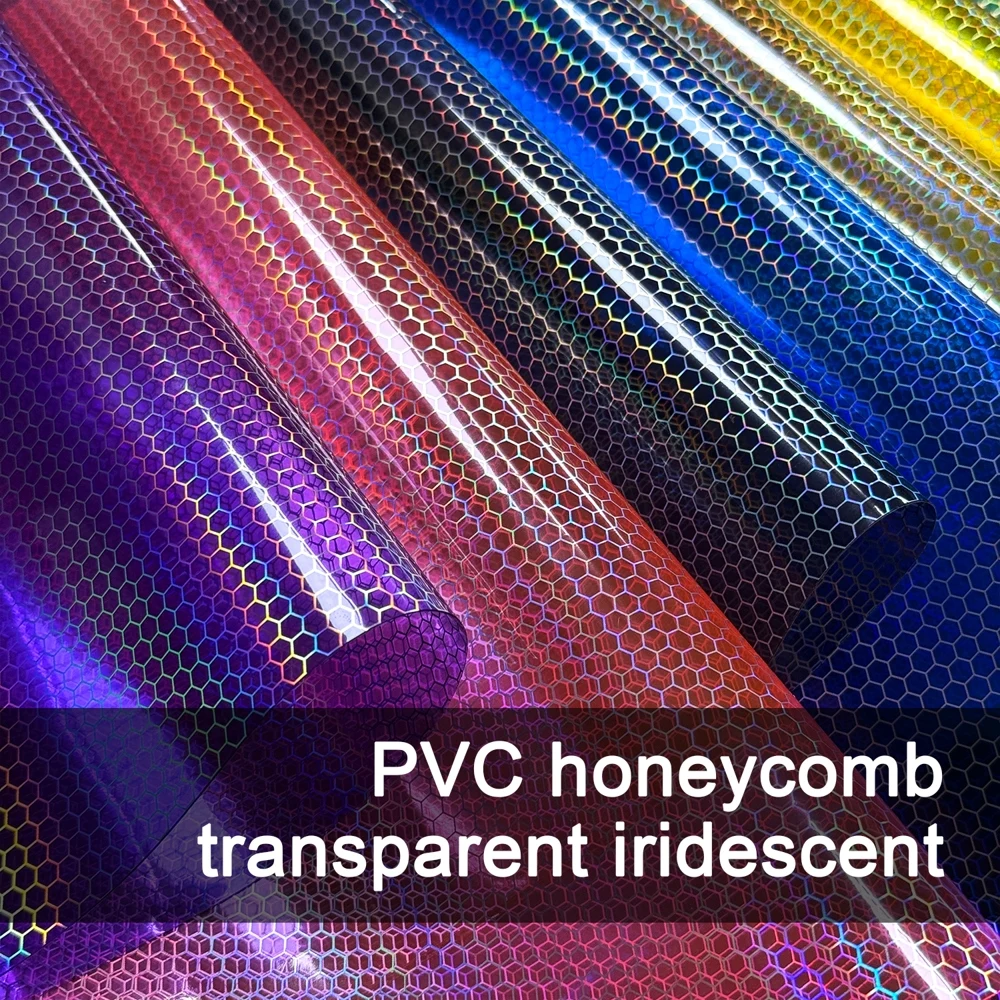 30x120cm Transparenter Schillernder Waben-PVC-Lederstoff Wasserdichtes Synthetisches Leder für Handwerksprojekte Nähzubehör