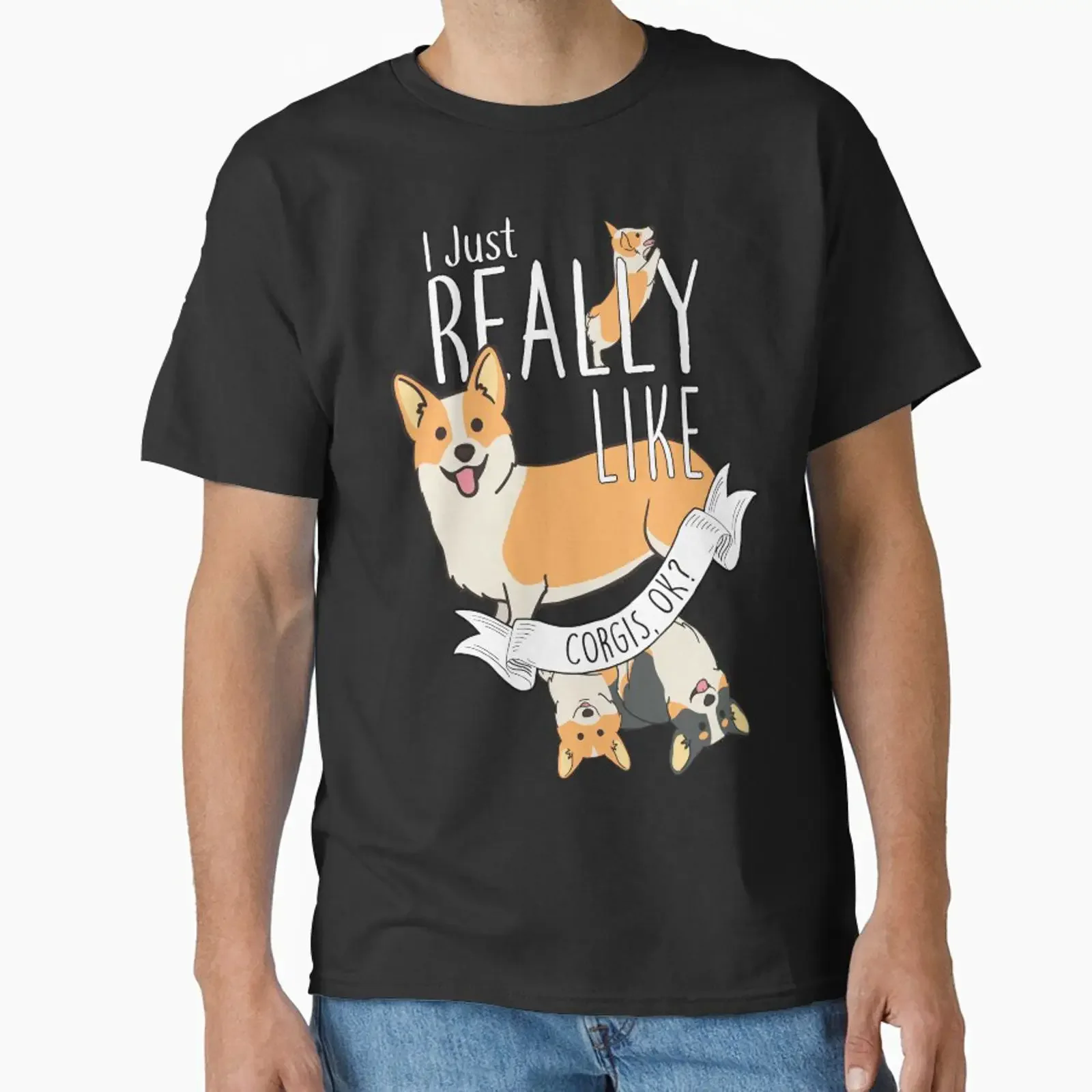 I Just Really Like Corgis OK Classic T Shirt vintage Washed graphic homme designer clothes Stylish streetwear Versatile