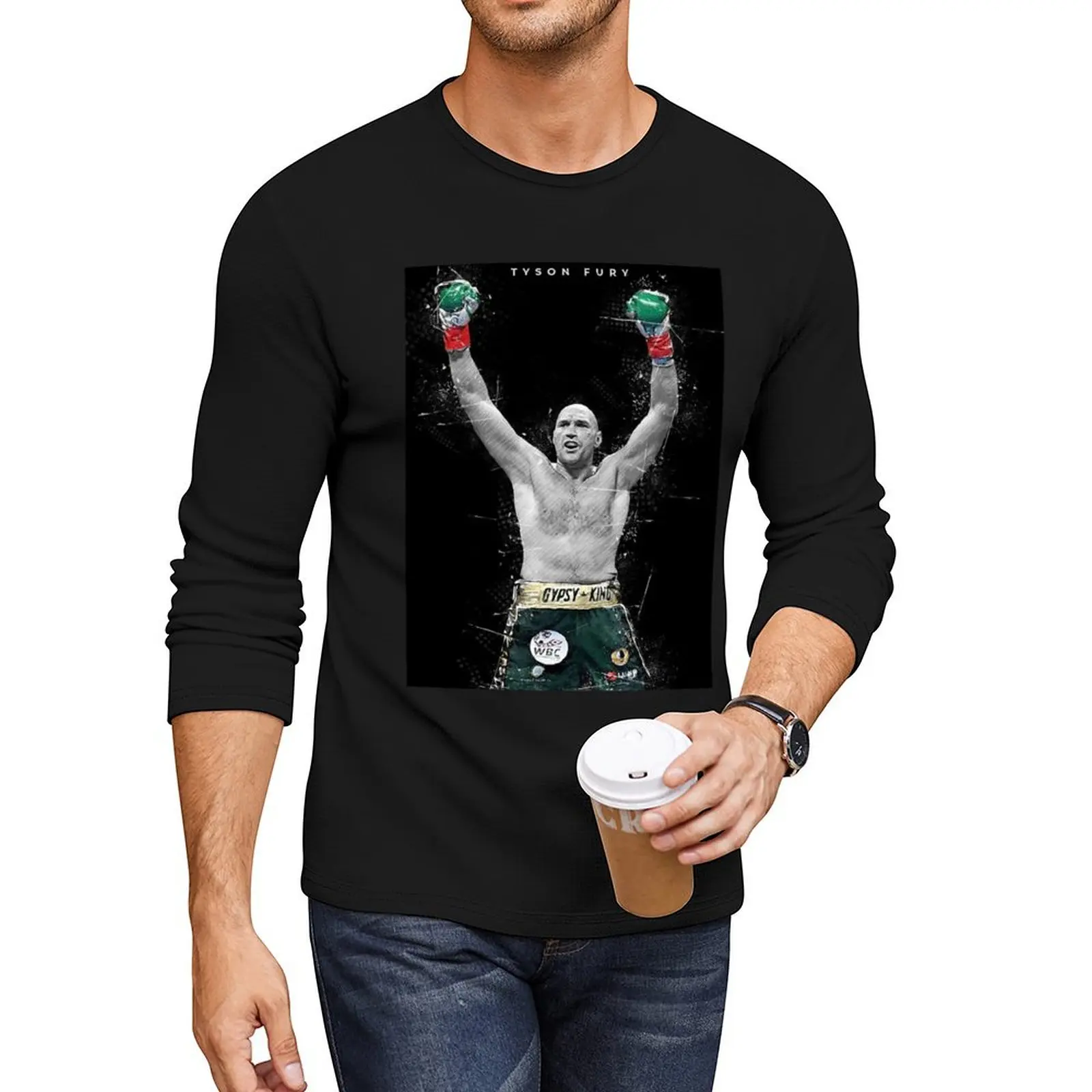 

King tyson fury Long T-Shirt t shirt man black t-shirts for men