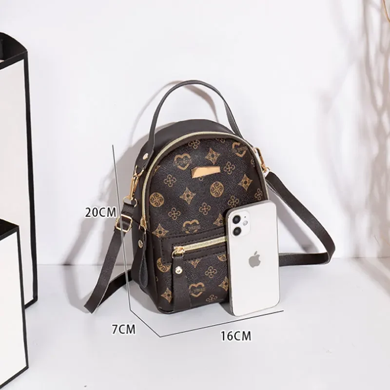 ファッショナブルなバックパックバッグ新鮮な甘い学生スクールバッグ二層大容量カジュアルデイリー携帯電話小銭入れ