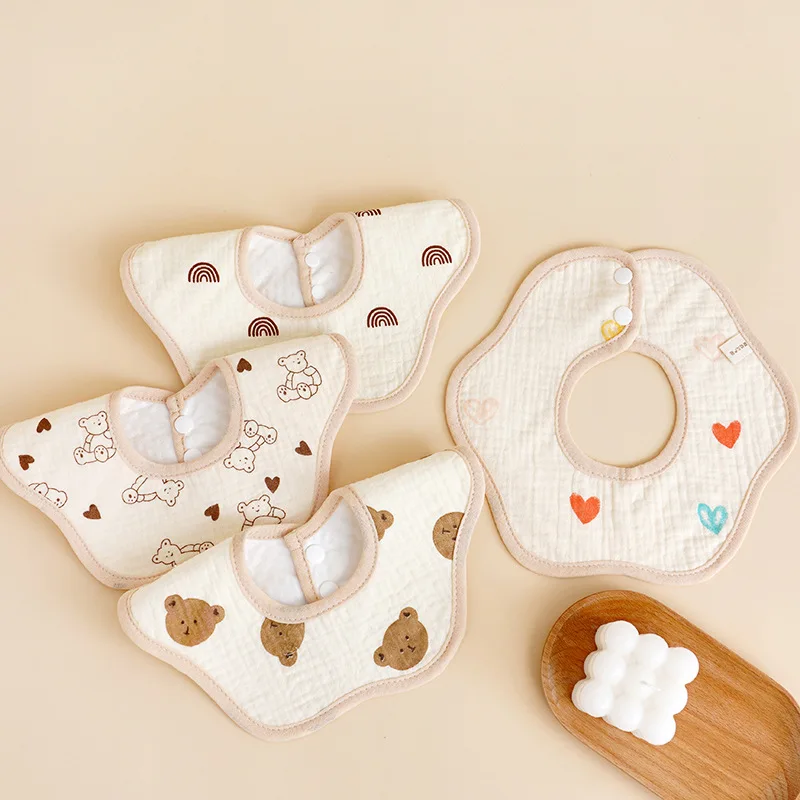 

Newborn Bibs Soft Cotton Gauze Absorbent Saliva Towel Cute Print Baby Burp Cloth 0-1Year Boys Girls Kids Feeding Scarf Cloth
