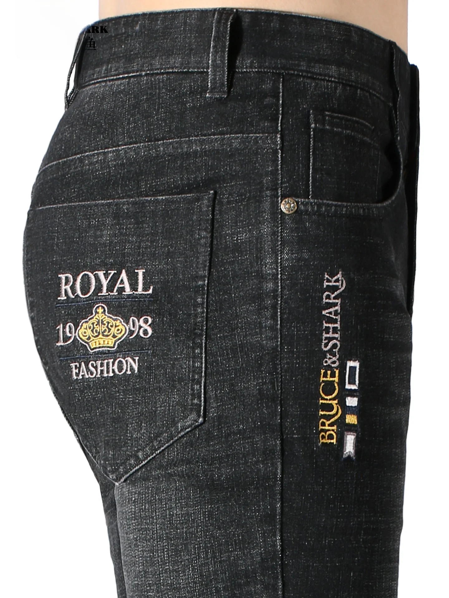 

Men's Straight Leg Jeans Autumn Winter Loose Fit Embroidered Casual Trousers Faionable Brand Bruce & ark mid Waist Zipper